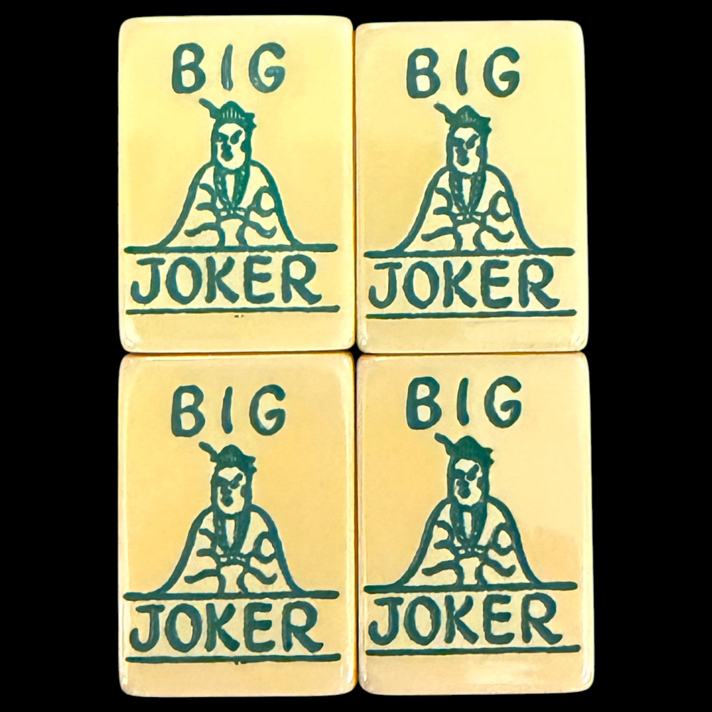 Lot of 4 Mahjong Big Joker Tiles Bakelite Butterscotch Vintage Mah Jong Tested